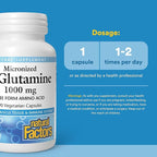 Natural Factors - Micronized L-Glutamine 1000mg, Support for Muscle Tissue & Immune System, 90 Vegetarian Capsules