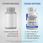Brain Supplement Alpha GPC 300mg Phosphatidylserine Bacopa Monnieri Ginkgo Biloba Lions Mane Huperzine A L-Theanine NAC Nootropic Memory Focus Cognitive Support Vitamins B C D E 60 Capsules USA