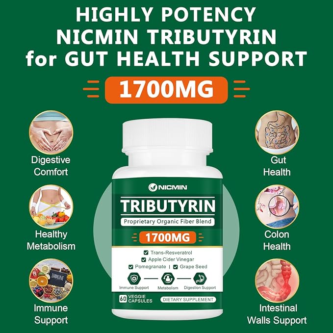 Tributyrin Supplement - Premium Butyrate Gut Health Supplement for Leaky Gut 180 Capsules