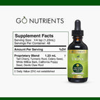 Go Nutrients Uriva - Advanced Uric Acid Flush Cleanse with Tart Cherry Extract Celery Seed, Turmeric & More - High Absorption Liquid Drops Supplement for Joints and Kidney 2.0 oz. | 48 Servings