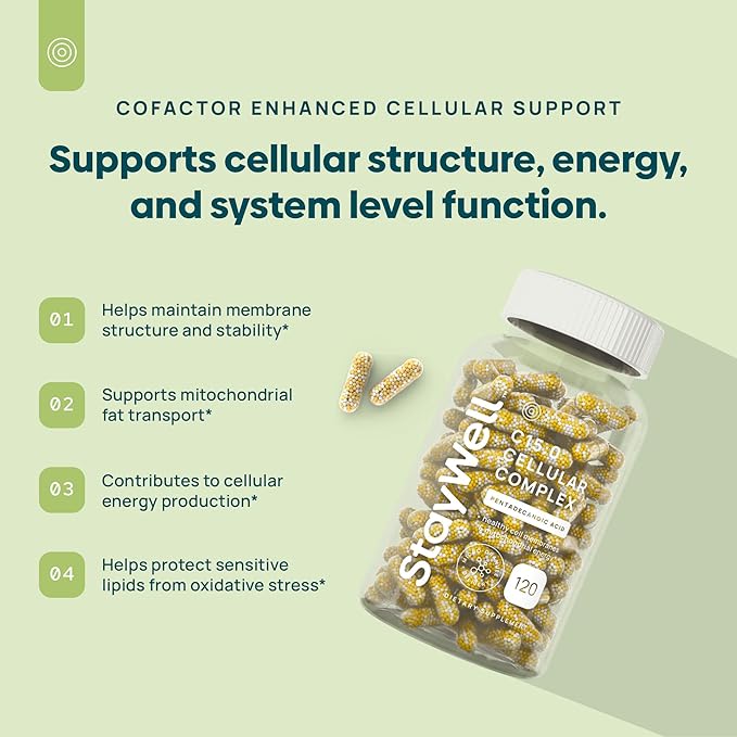 C15:0 Pentadecanoic Acid Supplement | Longevity, Cellular & Membrane Support, Micro-Granule Enhanced Absorption, Phosphatidylcholine, L-Carnitine, Ubiquinol CoQ10 & Tocotrienols – 120ct