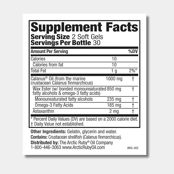 Arctic Ruby Oil - Omega 3 Supplement with Astaxanthin 2mg - Contains Essential Fatty Acids & Antioxidants - Supports Heart, Brain, Eye, Skin, Joint & Immune Health - 60 Softgels (2 Pack)