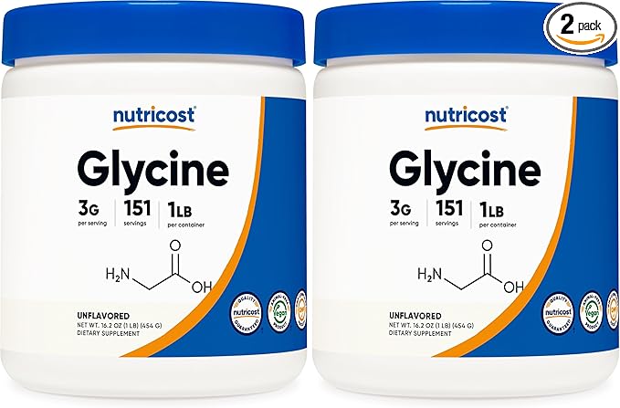 Nutricost Glycine Powder 1lb - Non-GMO, Gluten Free (Pack of 2)
