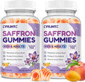 Saffron Gummies for Kids & Adults, 20-in-1 Saffron Supplements with 88.5mg Saffron Extract, B6, B12, C, D3, Magnesium for Calm, Focus, Nerve, Sugar Free, Vegan, Non-GMO Peach Mango Flavor, 120 Counts