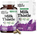Wild & Organic Milk Thistle Capsules 1000mg - Liver Detox Cleanse - Silymarin Milk Thistle Supplement for Liver Support - 120 Vegan Capsules - 2-Month Supply - No Fillers, Non-GMO