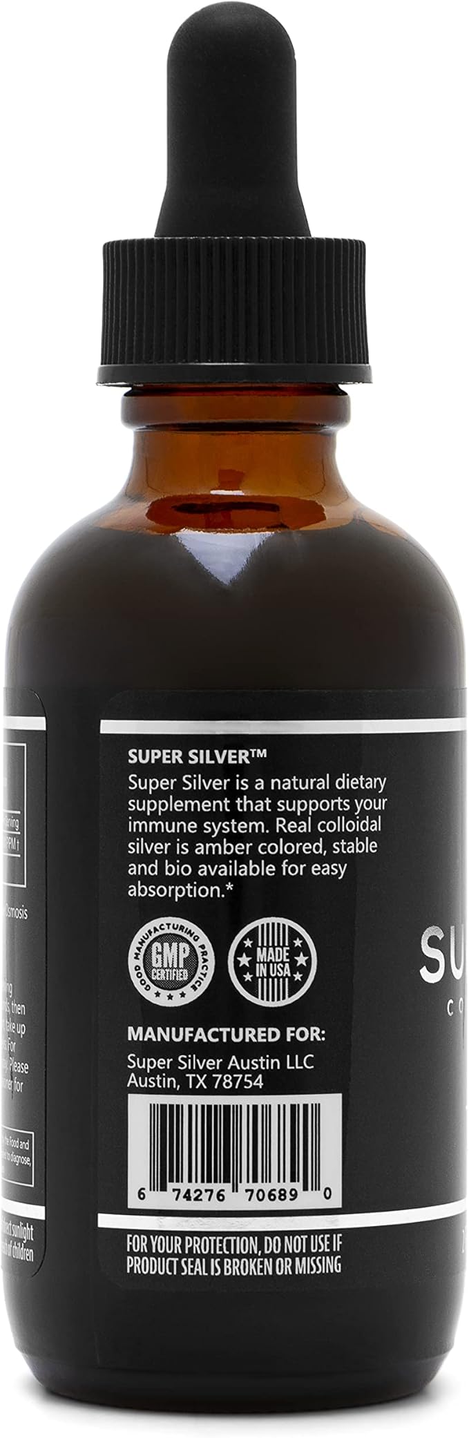 Super Silver 500 PPM Colloidal Silver - 2 Ounce Bottle with Dropper