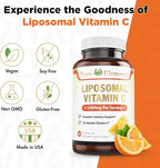 Pure O Elements Vitamin C Liposomal Supplement Capsules 180 Count – High Absorption Ascorbic Acid, Non-GMO, Soy Free, Gluten Free - Pure Vitamin C