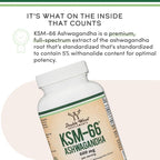 Double Wood Supplements Ashwagandha KSM 66 Organic and Clinically Studied Extract (600mg Per Serving, 120 Capsules, 60 Servings) Adaptogen Cortisol Manager for Women and Men