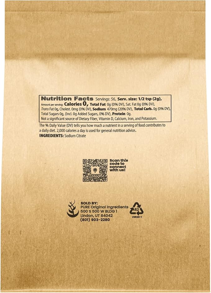 PURE ORIGINAL INGREDIENTS Methylcellulose & Sodium Citrate Bundle, Various Sizes, Emulsifiers, Food Grade