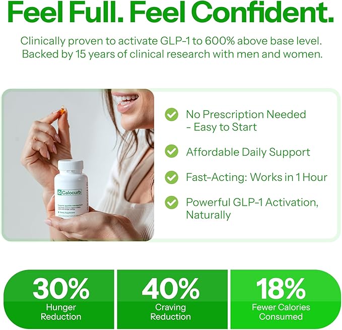 Calorie Control Supplement 6X Natural GLP-1 Support, Official & Patented Amarasate Formula, Plant Based Dietary GLP1 Supplement, Manages Appetite, Hunger & Cravings, 1 Month Average Supply, 180 Count
