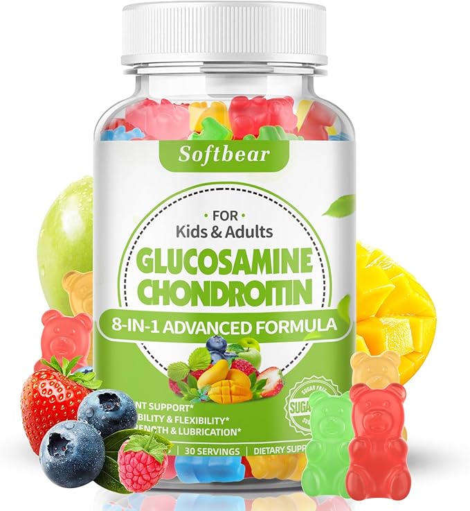 softbear Glucosamine Chondroitin Gummies for Adults, Sugar Free Chondroitin & Glucosamine Nutritional Supplements for Joint Support, Mixed Fruit Flavor, 60 Count
