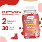 Magnesium Glycinate Gummies 500mg for Adults & Kids Magnesium Supplement with Vitamin B6-Natural Calm Gummies-Calm Mood, Muscle & Sleep Support-Strawberry Flavor, 120 Gummies