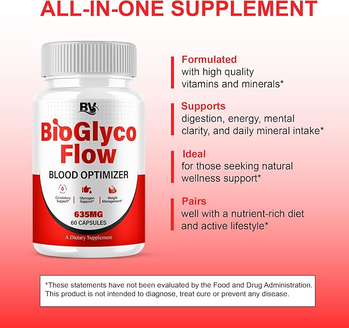 BioGlyco Flow Advanced Daily Multivitamin Health Support and All Natural Wellness Supplement Formula, BioGlyco Flow Premium Health and Wellness Support Formula Supplement (1 Pack - 60 Capsules)