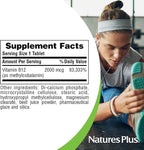 NaturesPlus Vitamin B12 (Methylcobalamin), Sustained Release - 2000 mcg, 60 Vegetarian Tablets - High Potency Red Blood Cell Support - Natural Energy Booster - Gluten-Free - 60 Servings (Pack of 2)
