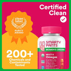 SmartyPants Organic Women's Multivitamin Gummies: Biotin, Methylfolate, Omega 3 (ALA), Vitamin D3, C, Vitamin B12, B6, A, K & Zinc, Inositol, Gluten Free, Vegetarian, 120 Count (30 Day Supply)