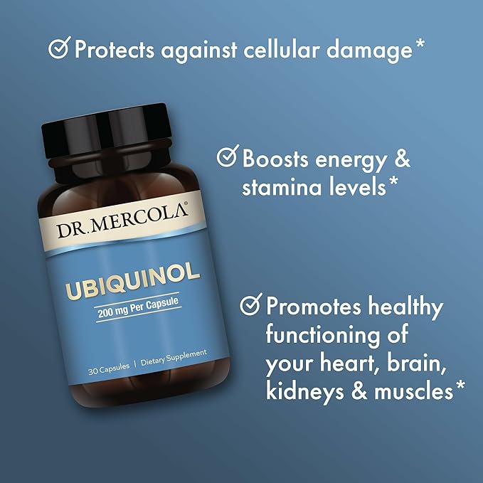 Dr. Mercola Ubiquinol - Supports Energy Production - Antioxidant Supplement - Non-GMO, Gluten-Free & Soy-Free - 30 Capsules (30 Servings) - 200 mg