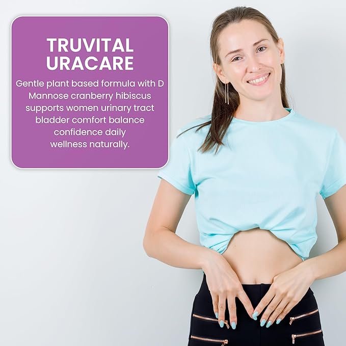 TRUVITAL™ UraCare D-Mannose & Cranberry Extract - Bladder Support & Cleanse for Women - with Hibiscus & Dandelion Root - Fast Acting Formula - Vegan Made in USA 60 Capsules