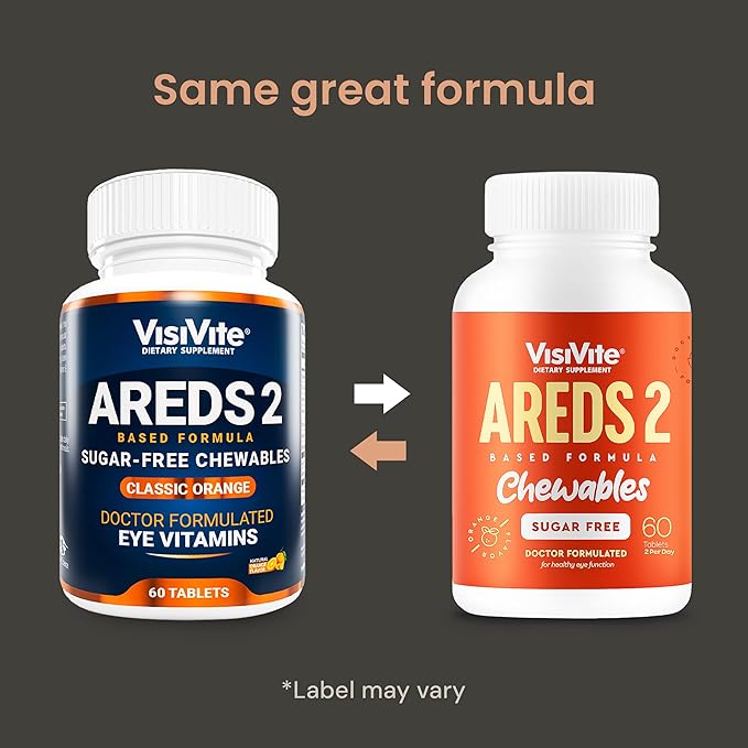 VisiVite AREDS 2 Sugar-Free Eye Vitamins - Alternative to Lutein Gummies for Eyes - Lutein for Eye Health - Premium Sugar-Free Eye Vitamins - Eye Care Supplements for Adults (Chewable Tablets)
