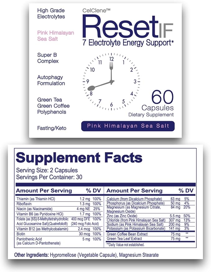 ResetIF, 7 Electrolytes, Methyl B12 & Methly Folate, Green Tea & Green Coffee Extracts, B Complex, Zinc, 72 Trace Minerals