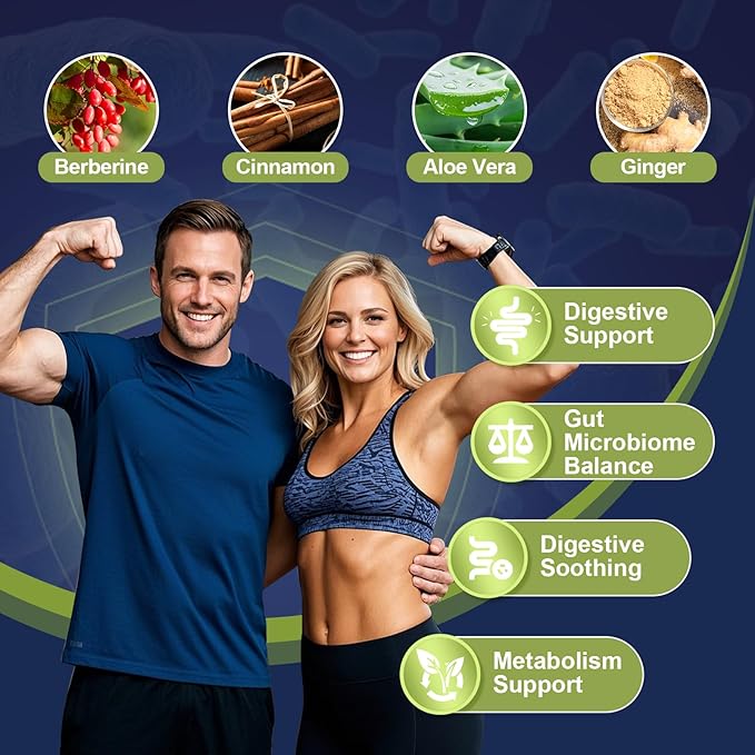 Migcopat Probiotics for Digestive Health, 80 Billion CFU Probiotics, Prebiotics, Postbiotics & Digestive Enzymes, Gut Health Capsules with Berberine, Cinnamon, L-Glutamine, for Men & Women, 240 Counts