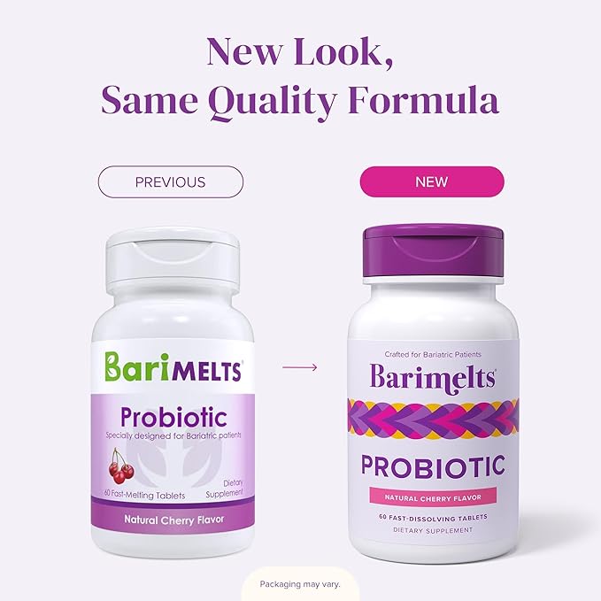 Barimelts Probiotic, 5 Billion CFU - 120 Fast-Dissolving Tablets (4-Month Supply) - Sugar-Free Probiotics for Women, Support Gut Health After Bariatric Surgery, Natural Cherry Flavor