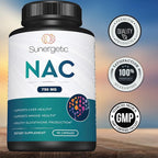 Sunergetic Premium NAC Supplement N-Acetyl Cysteine – 750mg Per Capsule – Supports Liver, Detox Immune, Cellular & Respiratory Health – 90 N Acetyl Cysteine Capsules
