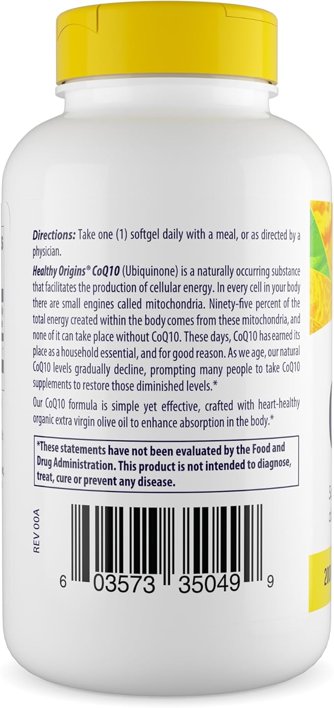 Healthy Origins CoQ10 400 mg, 150 Softgels - Natural Trans-Isomer Ubiquinone, Yeast Fermented High Bioavailability Coenzyme Q10 Supports Heart Health & Cellular Energy - Antioxidant Supplement