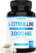 L Citrulline 3000mg Supplement (240 Capsules) Support L Arginine & Nitric Oxide Pills - L-Citrulline For Men & Women - Muscle Recovery & Pump Supplement - 3rd Party Tested, Vegan, Non-GMO - USA Made