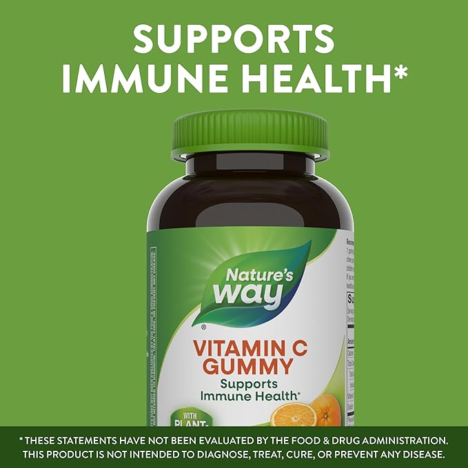 Nature's Way Vitamin C Gummies, Support Immune Health*, Antioxidant, 250 mg per 2-gummy Serving, Gummy Vitamins, Orange Flavored, 120 Gummies