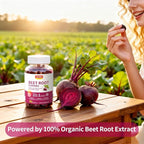 Organic Beet Root Gummies, Mixed Berry Flavor Supplements,Natural Extract, 21:1 Concentrate, Sugar Free Chews, Energy, Vitality & Performance Support, Beetroot Gummies