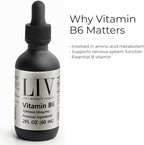 LIV Liquid Vitamin B6 (Pyridoxal-5-Phosphate) 50 mg per Serving – Fast-Absorbing Liquid Drops – 2 fl oz (60 mL)