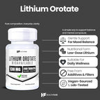 HealthFare Lithium Orotate Supplement 130mg | 200 Vegetarian Tablets | High Bioavailability Trace Mineral | Mood, Brain & Memory Support | Non-GMO, Gluten-Free | Made in USA