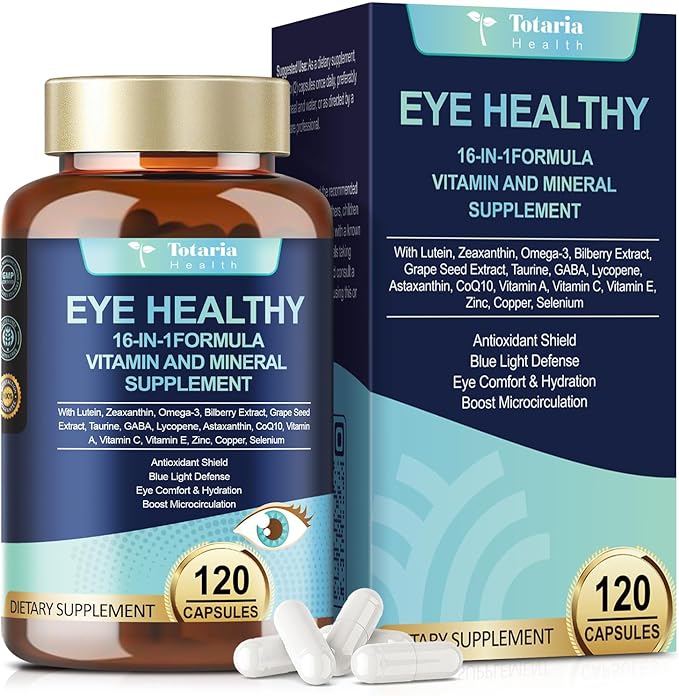 AREDS 2 Eye Vitamins and Mineral Bilberry Extract Omega-3, Eye Vitamin for Seniors Macular Health and Dry Eye, Eye Vitamins Lutein and Zeaxanthin Support Eye Strain & Hydration (2 Packs)
