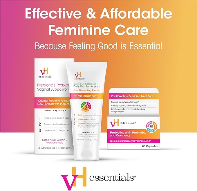 vH Essentials Probiotics for Women with Prebiotics, Cranberry & Vitamin C - 120 Capsules (60 Day Supply) -Probiotics Support Gut Balance, Health & Urinary Tract Health for Women