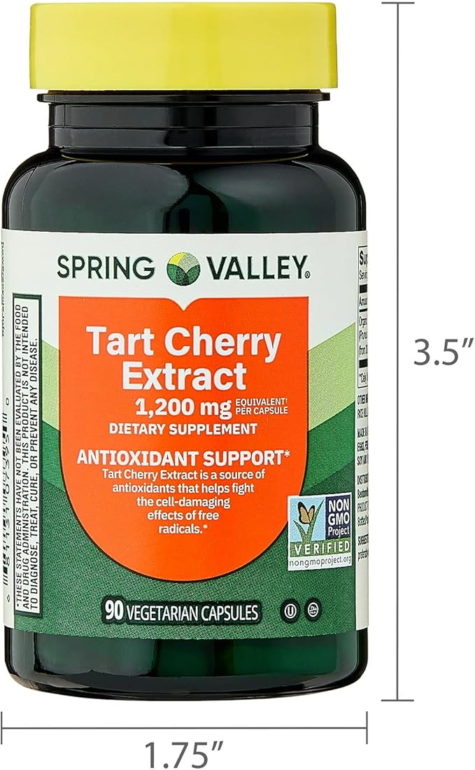SUREFECT Spring Valley Tart Cherry Extract Capsules - 1,200mg, Antioxidant Support, 90 Count Organizer