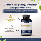 Gade Nutrition Ashwagandha Supplements - Extra Strength, ashwagandha Powder Capsules with Black Pepper, Natural Mood, Focus, and Energy Support Supplement, 120 Veggie Capsules, USA Made (Pack of 2)