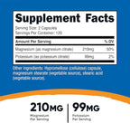 Nutricost Potassium (99 mg) Magnesium (210 mg) Citrates, 240 Capsules - Non-GMO, Gluten Free
