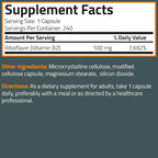 Bronson Vitamin B2 100mg Non-GMO, 240 Vegetarian Capsules