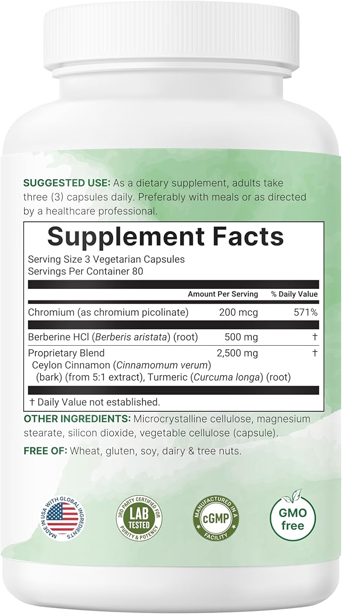 Micro Ingredients Berberine 500mg with Ceylon Cinnamon, 240 Veggie Capsules | High Absorption Berberine HCI Supplement + Turmeric Root & Cinnamon Bark Extract | Non-GMO, Gluten Free