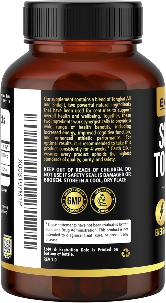 Shilajit and Tongkat Ali for Men and Women – Pure Shilajit Capsules w/High Potency Fulvic Acid & Trace Minerals – Shilajit for Men with Natural Testosterone Support for Energy & Muscle Growth