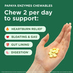 Yuve Naturals Chewable Papaya Enzymes - Sugar-Free Plant-Based Digestive Enzyme Complex for Gas, Bloating & Post-Meal Comfort - Vegan, Non-GMO, Gluten-Free - 90ct
