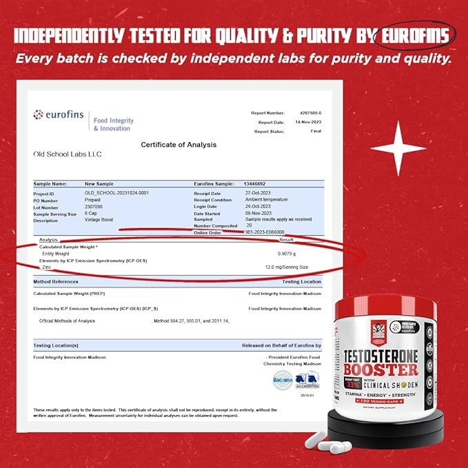 Old School Labs Testosterone Supplement for Men – Shoden® Ashwagandha + Tongkat Ali & Maca Root – Max Potency Test Booster for Muscle, Strength, Drive & Stamina – 120 Veggie Caps