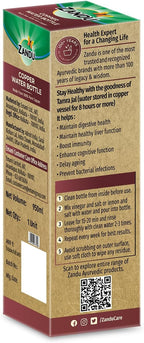 Zandu Copper Bottle (Green): Prepared with 100% Pure Copper | Useful in Promoting Overall Health (Pack of 950 ml)