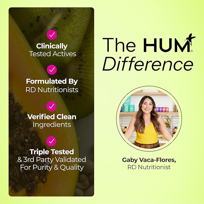 HUM Flatter Me Extra Strength Digestive Enzymes for Women, Men, Digestive Gut Bloating Supplement, Ginger, Peppermint Leaf, Fast Acting Anti Bloat Pills Multi Enzyme for Debloating, 60 Capsules