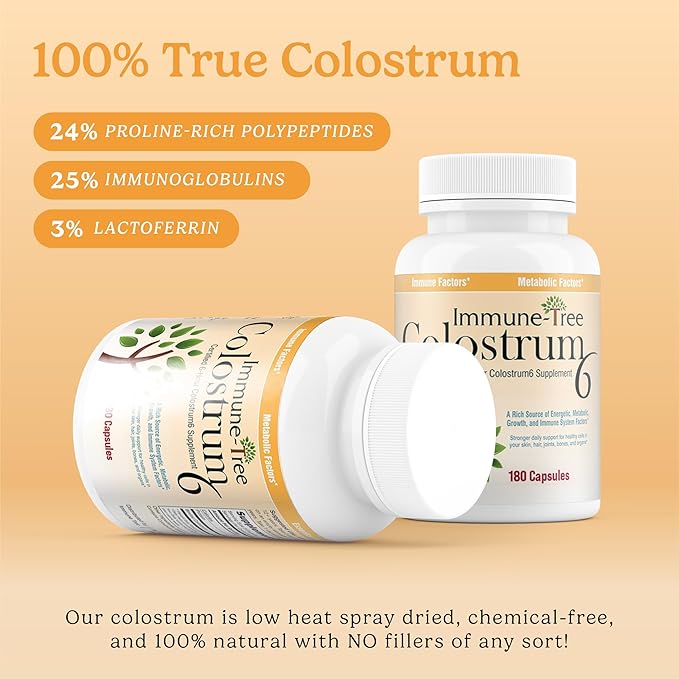 100% Pure Bovine Colostrum (Grass-Fed) | High IgG for Immune Support & Gut Health | Anti-Aging | Colostrum | 180 Capsules