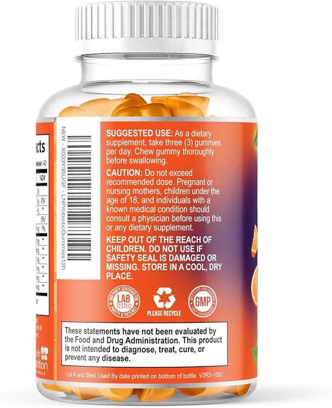 Probiotic Gummies - Advanced Multi-Strain Probiotic Formula - Gut & Digestive Health Support Gummy - Bacillus Coagulans 5 Billion CFU Per Serving, Daily Acidophilus Probiotics Supplement - 120 Gummies