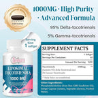 Liposomal Tocotrienols 1000mg – High Absorption Vitamin E Tocotrienols Supplement with 95% Delta & 5% Gamma – 60 Softgels