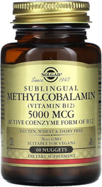 Solgar Methylcobalamin (Vitamin B12) 5000 mcg, 60 Nuggets - Cherry Flavor - Supports Energy Metabolism - Body-Ready, Active Form - Non-GMO, Vegan, Gluten Free - 60 Servings