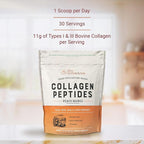 Live Conscious Collagen Peptides Powder - Peach Mango Flavored Collagen Powder - Hair, Skin, Nail, & Joint Support - Type I & III Grass-Fed Collagen Supplements for Women and Men - 30 Servings - 13oz