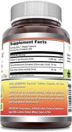 Amazing Formulas Vitamin C with Rose Hips & Citrus Bioflavonoids | 1000 Mg per Serving Supplement | 250 Veggie Capsules | Non-GMO | Gluten-Free | Made in USA